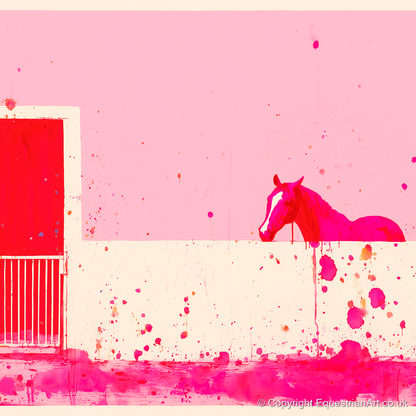 Crimson Doorway - horse stable art print and canvas by Camilla Royston A.I