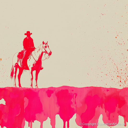 Crimson Frontier - western horse art print and canvas by Camilla Royston A.I