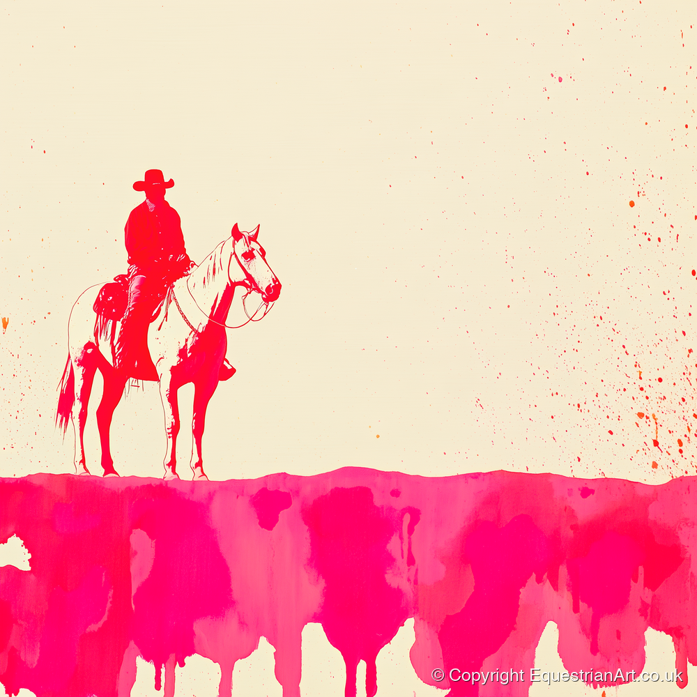 Crimson Frontier - western horse art print and canvas by Camilla Royston A.I