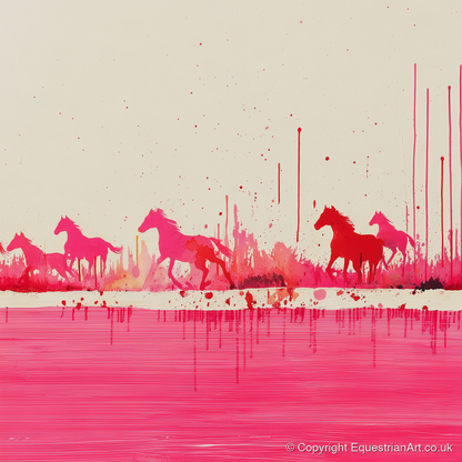 Crimson Gallop - wild horses art print and canvas by Camilla Royston A.I