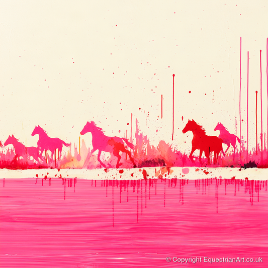 Crimson Gallop - wild horses art print and canvas by Camilla Royston A.I