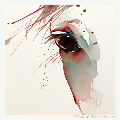 Crimson Gaze - horse portrait art print and canvas by Theodore Grant A.I