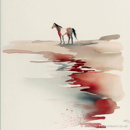 Crimson Horizon - horse landscape art print and canvas by Theodore Grant A.I