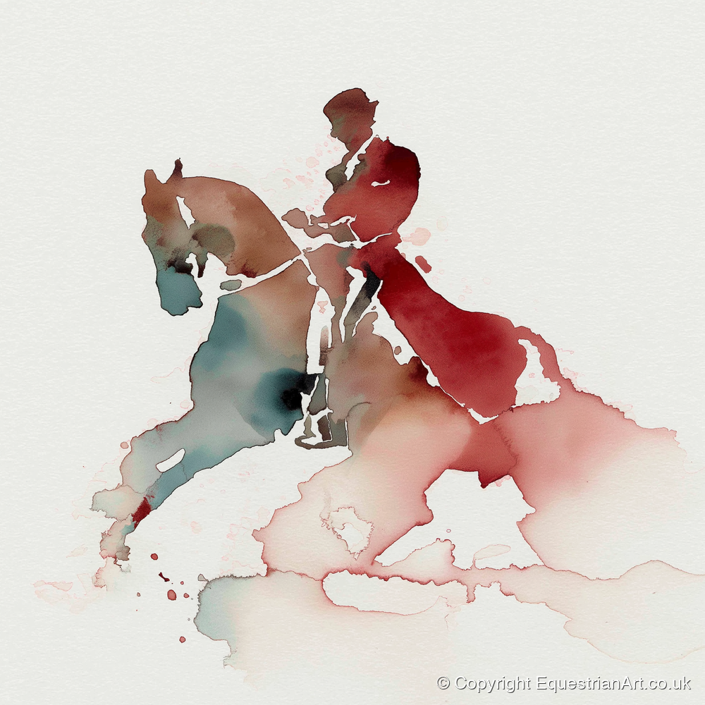 Crimson Passage - dressage horse art print and canvas by Theodore Grant A.I