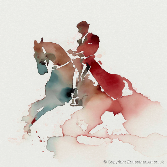 Crimson Passage - dressage horse art print and canvas by Theodore Grant A.I
