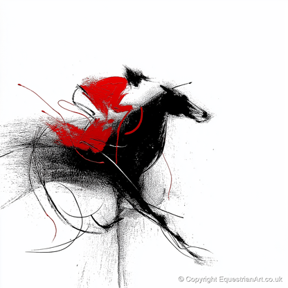 Crimson Sprint - racing horse art print and canvas by Sebastian Vale A.I