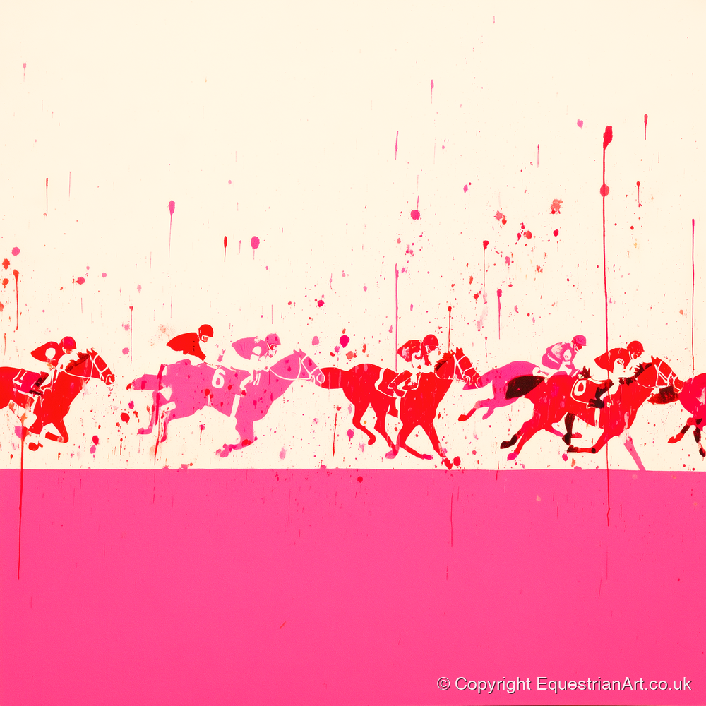 Crimson Surge - racing horse art print and canvas by Camilla Royston A.I