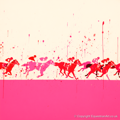 Crimson Surge - racing horse art print and canvas by Camilla Royston A.I