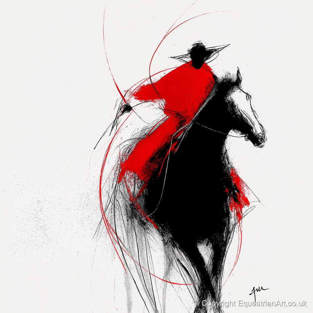 Crimson Surge - racing horse art print and canvas by Sebastian Vale A.I