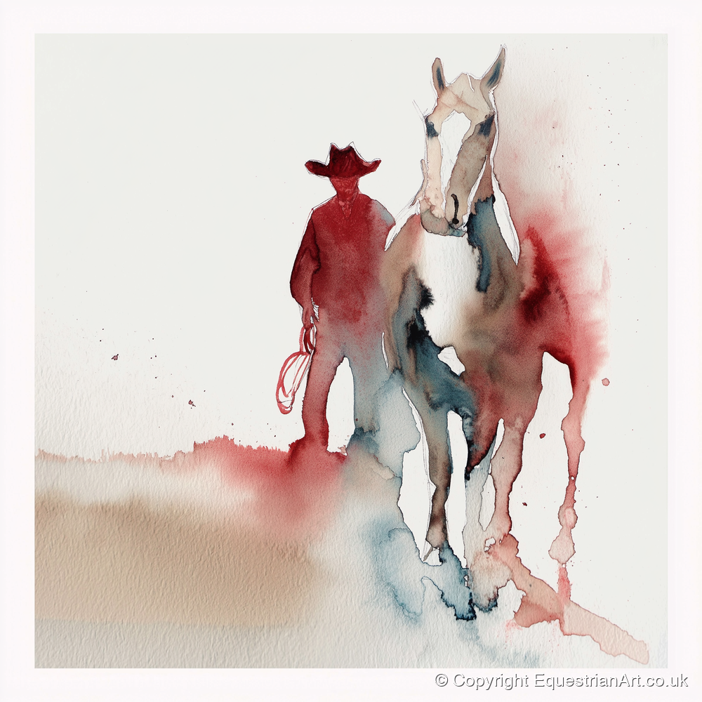 Crimson Trail Companion - western horse art print and canvas by Theodore Grant A.I