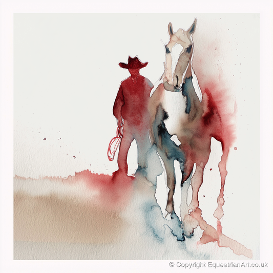 Crimson Trail Companion - western horse art print and canvas by Theodore Grant A.I