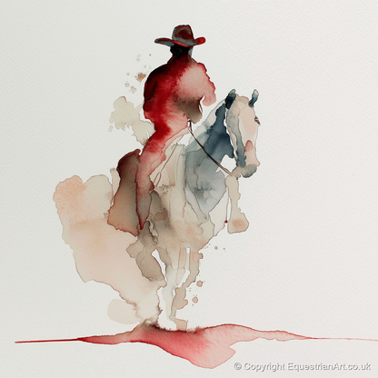 Crimson Trail Rider - western horse art print and canvas by Theodore Grant A.I