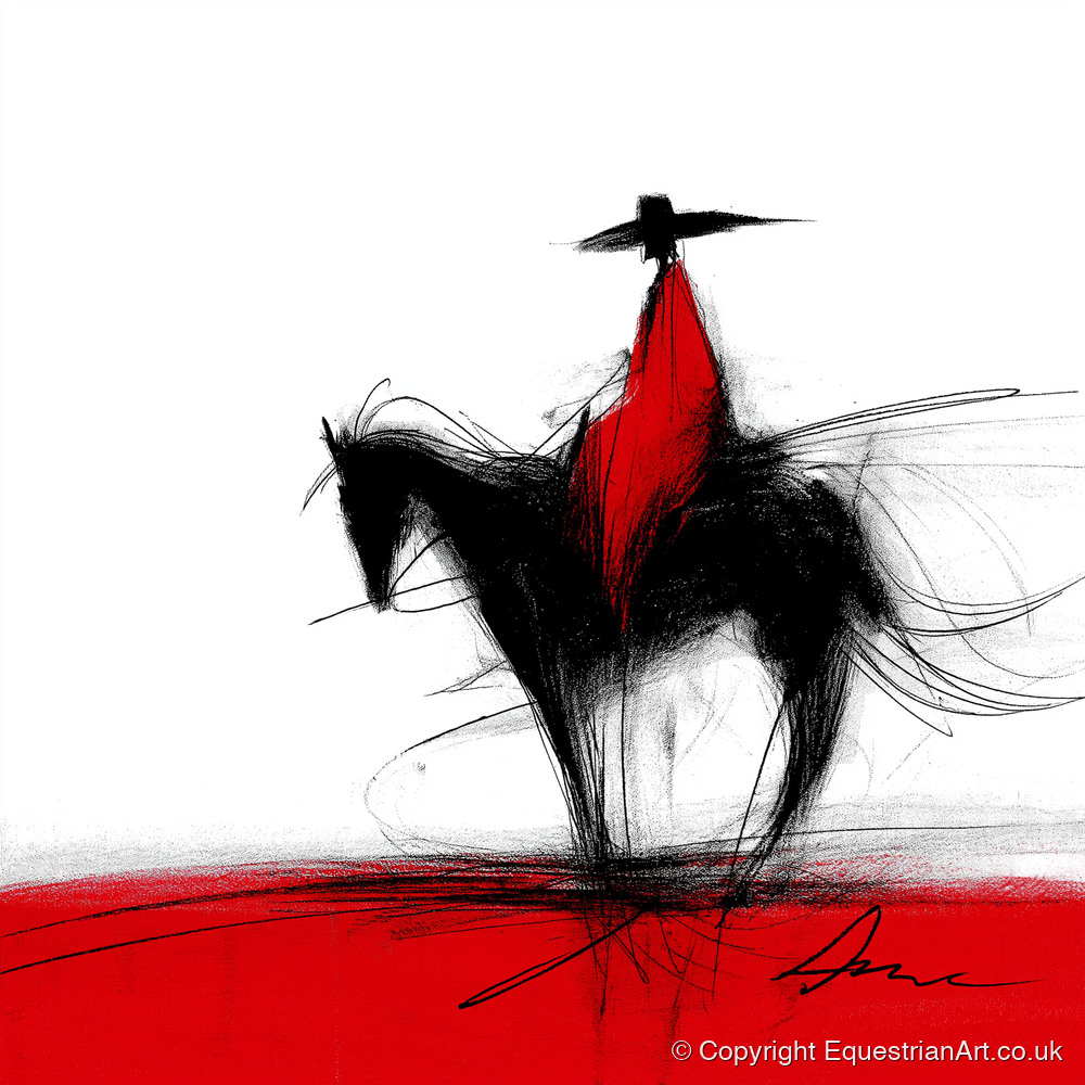 Crimson Vaquero - western horse art print and canvas by Sebastian Vale A.I
