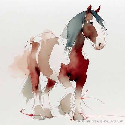 Crimson Wash Heavy Horse - horse breed art print and canvas by Theodore Grant A.I