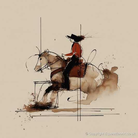 Crimson Western Rider - western horse art print and canvas by Julian Vance A.I