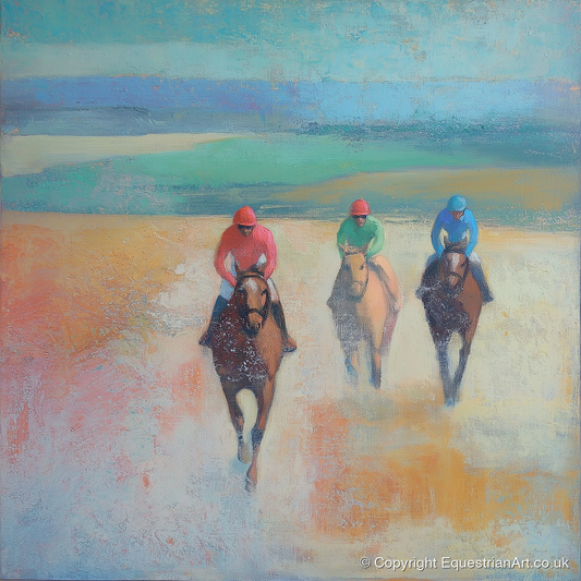 Dawn on the Gallops - racing horse art print and canvas by Benedict Croft A.I