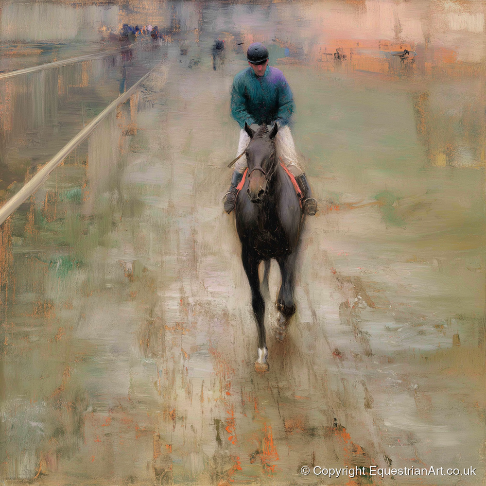 Dawn on the Turf - racing horse art print and canvas by Nathaniel Reed A.I