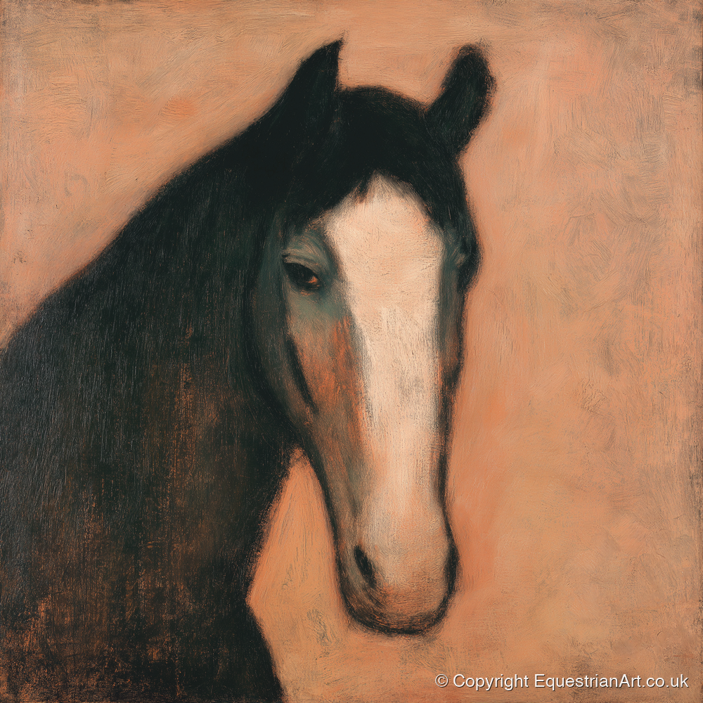 Dignity in Shadows - horse portrait art print and canvas by Arabella Knight A.I