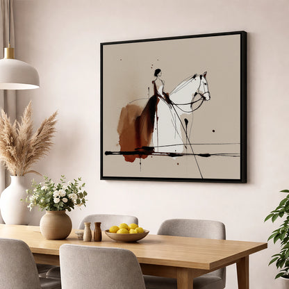 Timeless Connection horse & rider wall art displayed in a dining room
