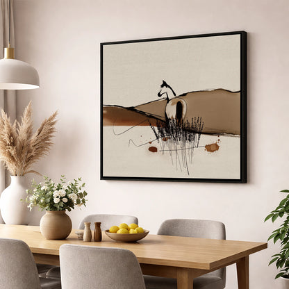 Sepia Ridge Observer horse landscape wall art displayed in a dining room