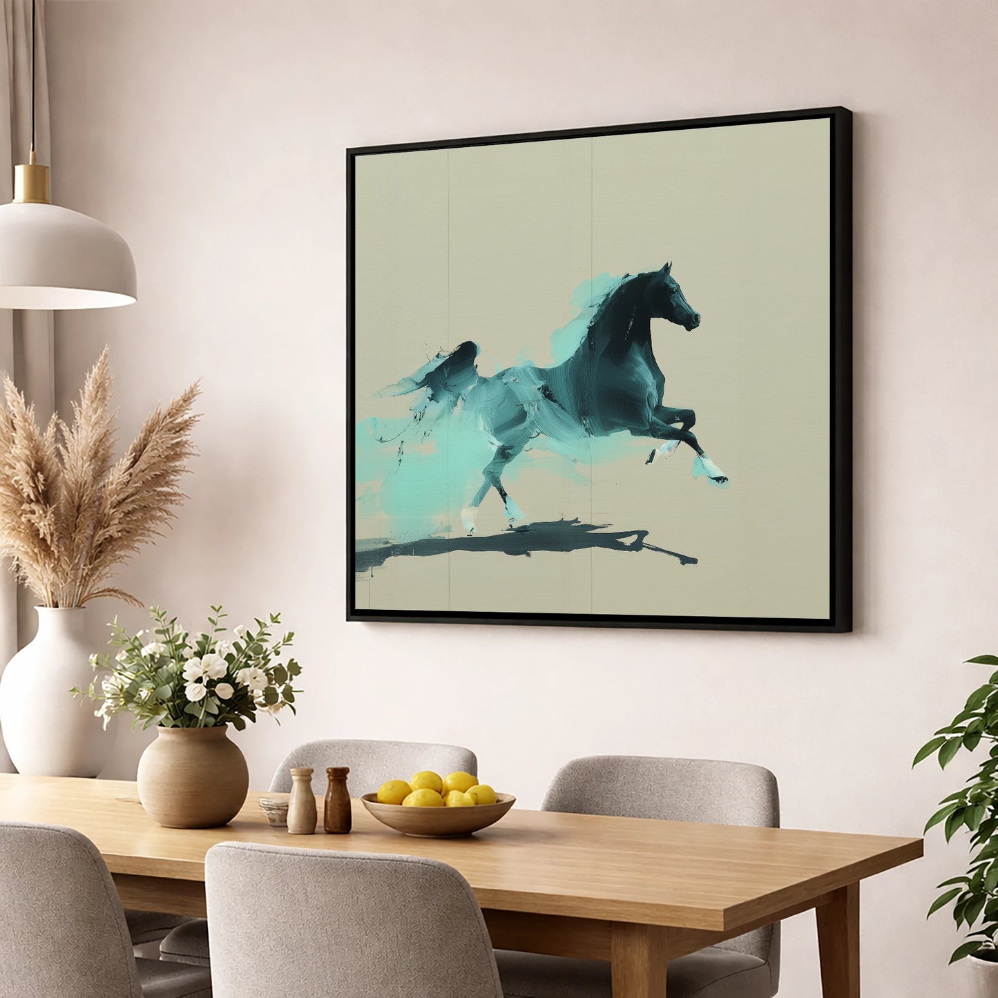 Vivid Arabian Energy horse breed wall art displayed in a dining room