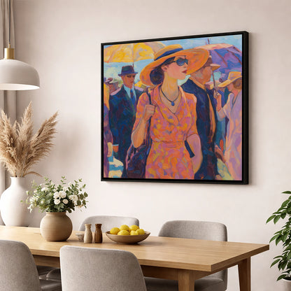 Race Day Glamour racing horse wall art displayed in a dining room