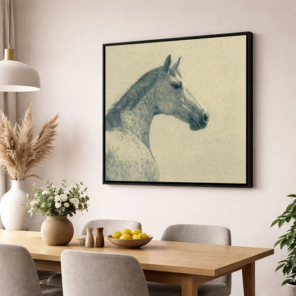 The Dappled Profile horse breed wall art displayed in a dining room