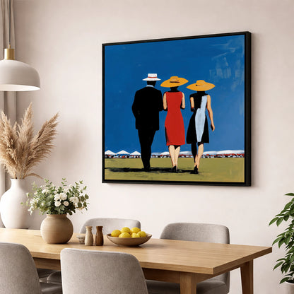 Summer Racing Elegance racing horse wall art displayed in a dining room