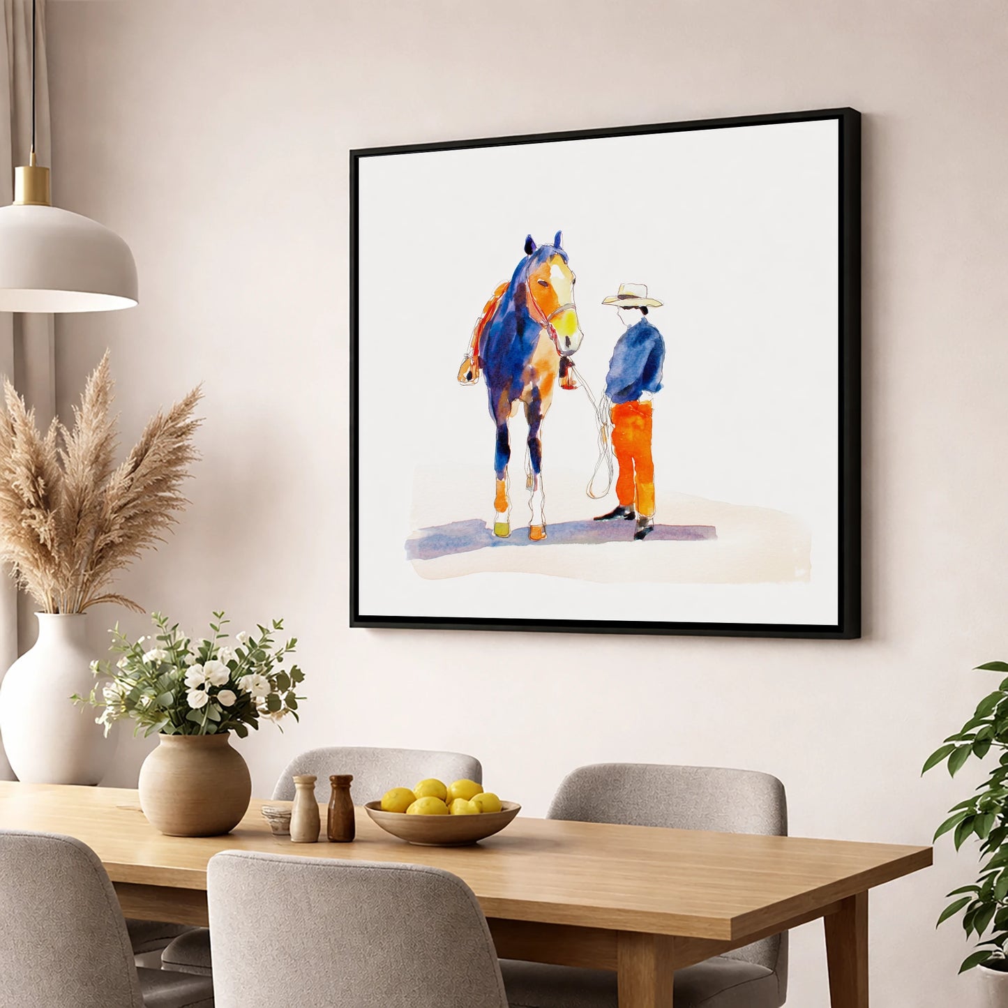 Vivid Western Partnership western horse wall art displayed in a dining room