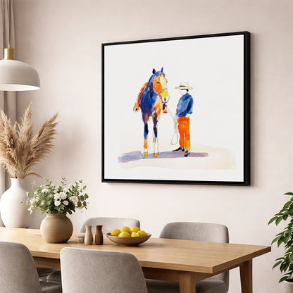Vivid Western Partnership western horse wall art displayed in a dining room
