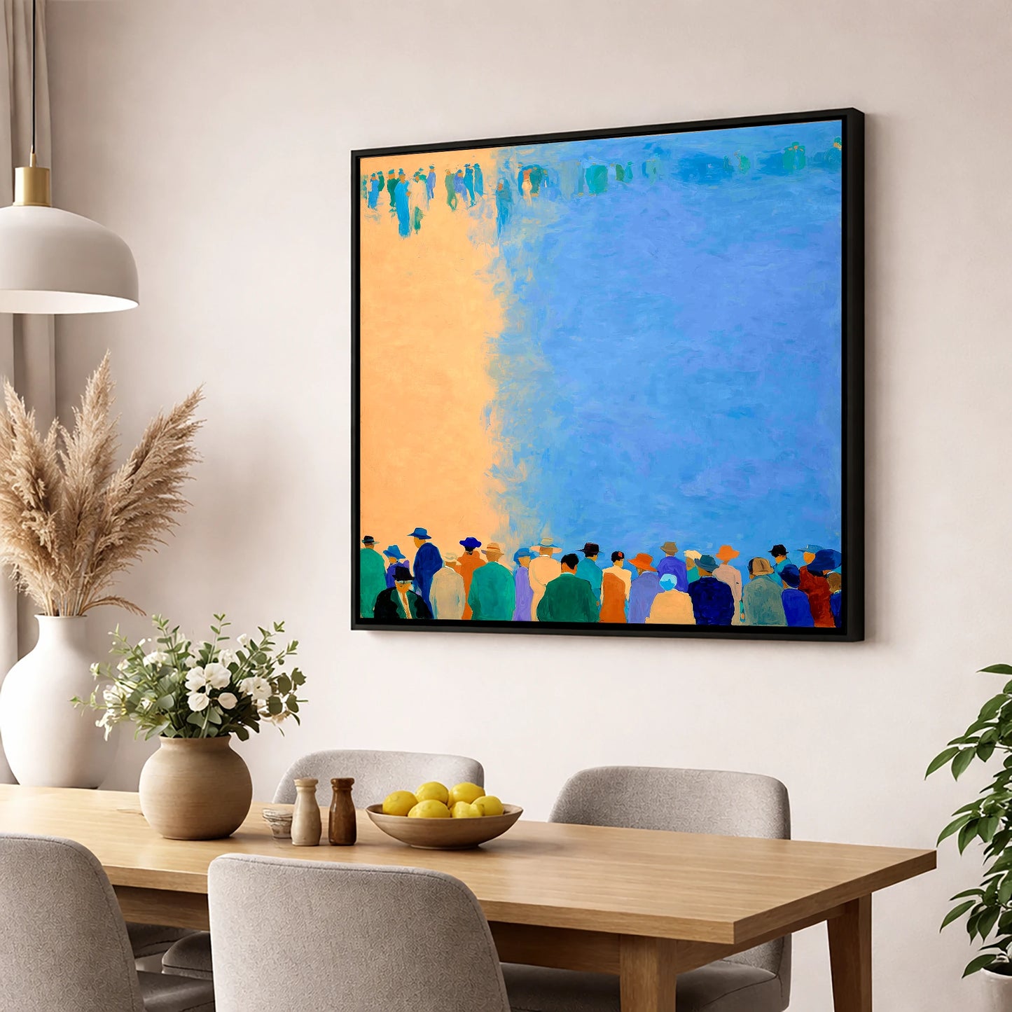 Waiting for the Field racing horse wall art displayed in a dining room