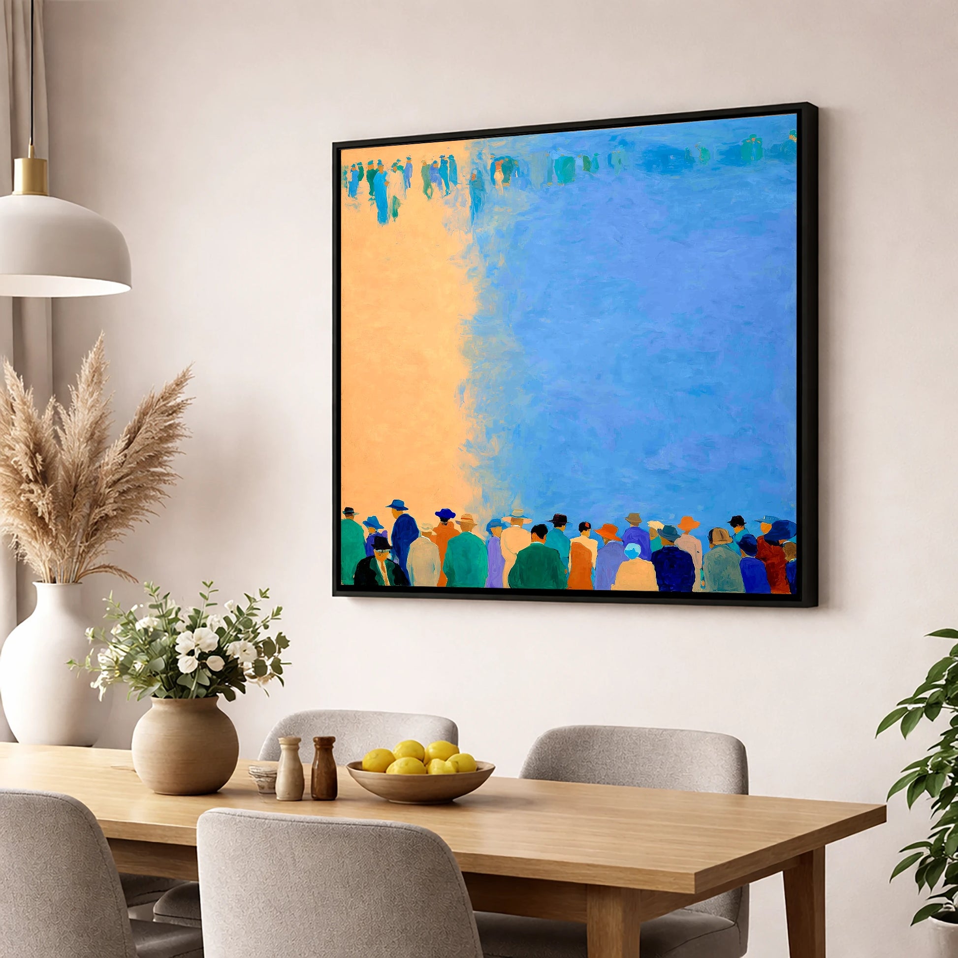 Waiting for the Field racing horse wall art displayed in a dining room