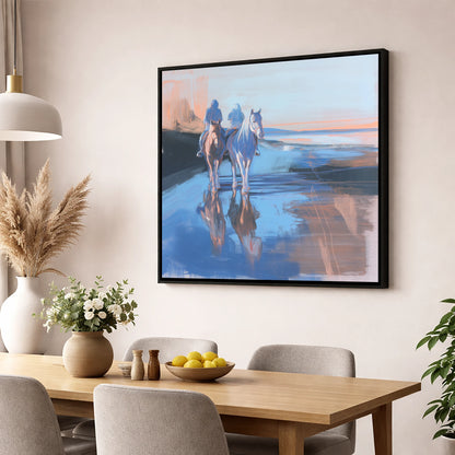 Shoreline Companions horse landscape wall art displayed in a dining room