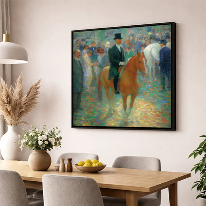 Elegance in the Crowd dressage horse wall art displayed in a dining room