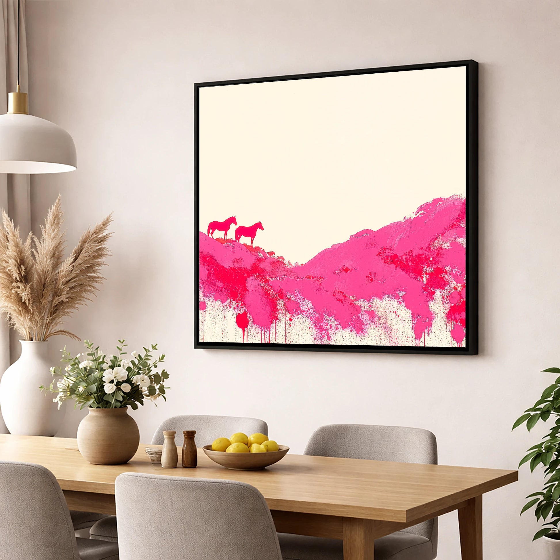 Magenta Ridge horse landscape wall art displayed in a dining room