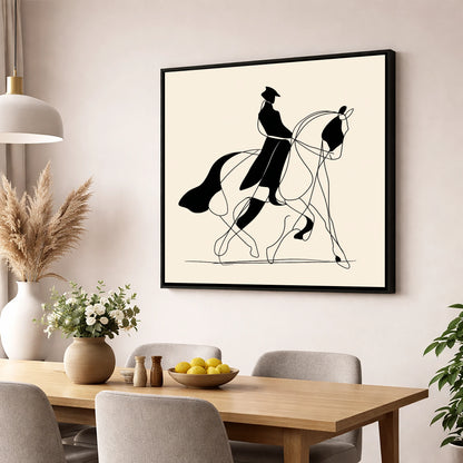 Harmony in Motion dressage horse wall art displayed in a dining room