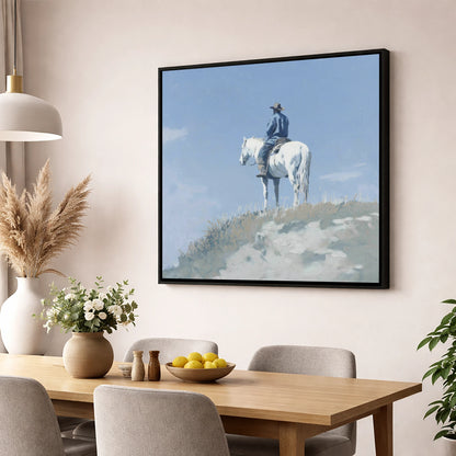 High Country Solitude western horse wall art displayed in a dining room