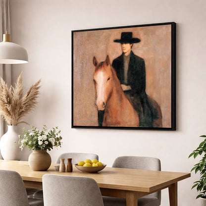 Serene Western Bond western horse wall art displayed in a dining room