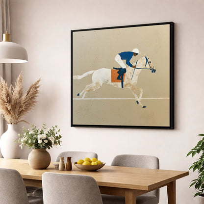 The Final Stride racing horse wall art displayed in a dining room