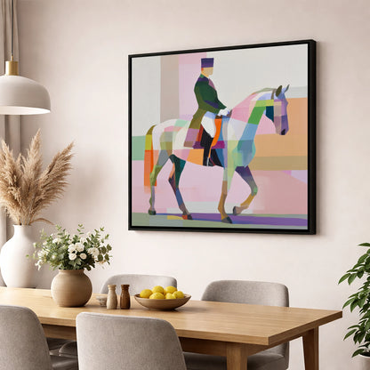 Modern Dressage Stride dressage horse wall art displayed in a dining room