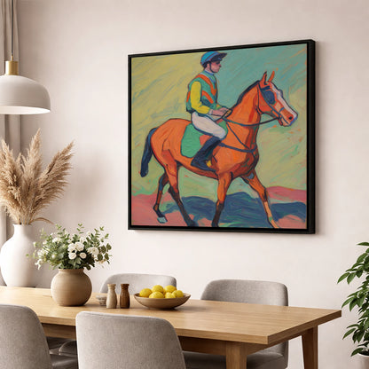 The Colour of Racing racing horse wall art displayed in a dining room