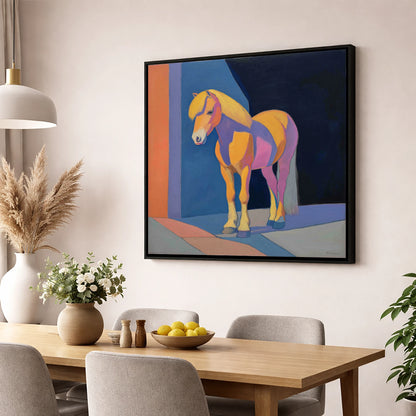 Radiant Golden Pony horse breed wall art displayed in a dining room