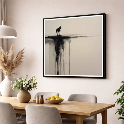 Edge of Silence horse landscape wall art displayed in a dining room