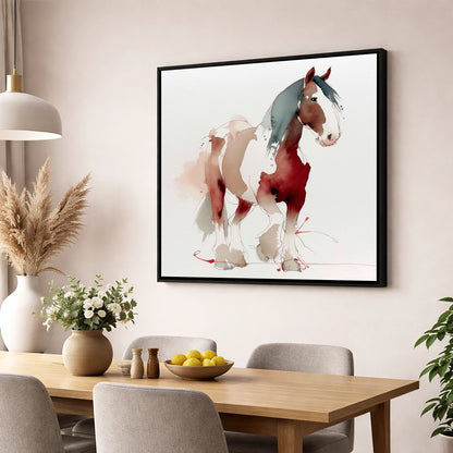 Crimson Wash Heavy Horse horse breed wall art displayed in a dining room