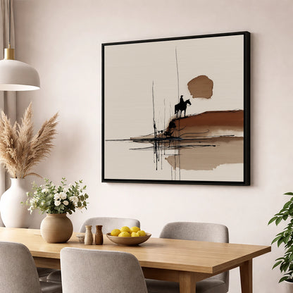 The Quiet Horizon western horse wall art displayed in a dining room