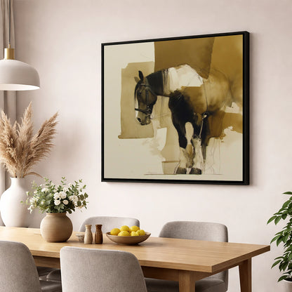 Earthy Equine Profile horse breed wall art displayed in a dining room