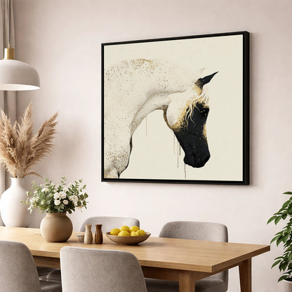 Gilded Splendour horse breed wall art displayed in a dining room