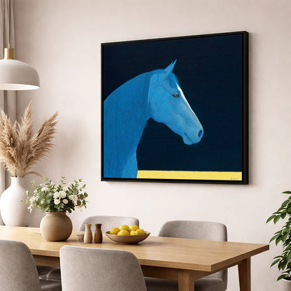 Azure Equine Profile horse breed wall art displayed in a dining room