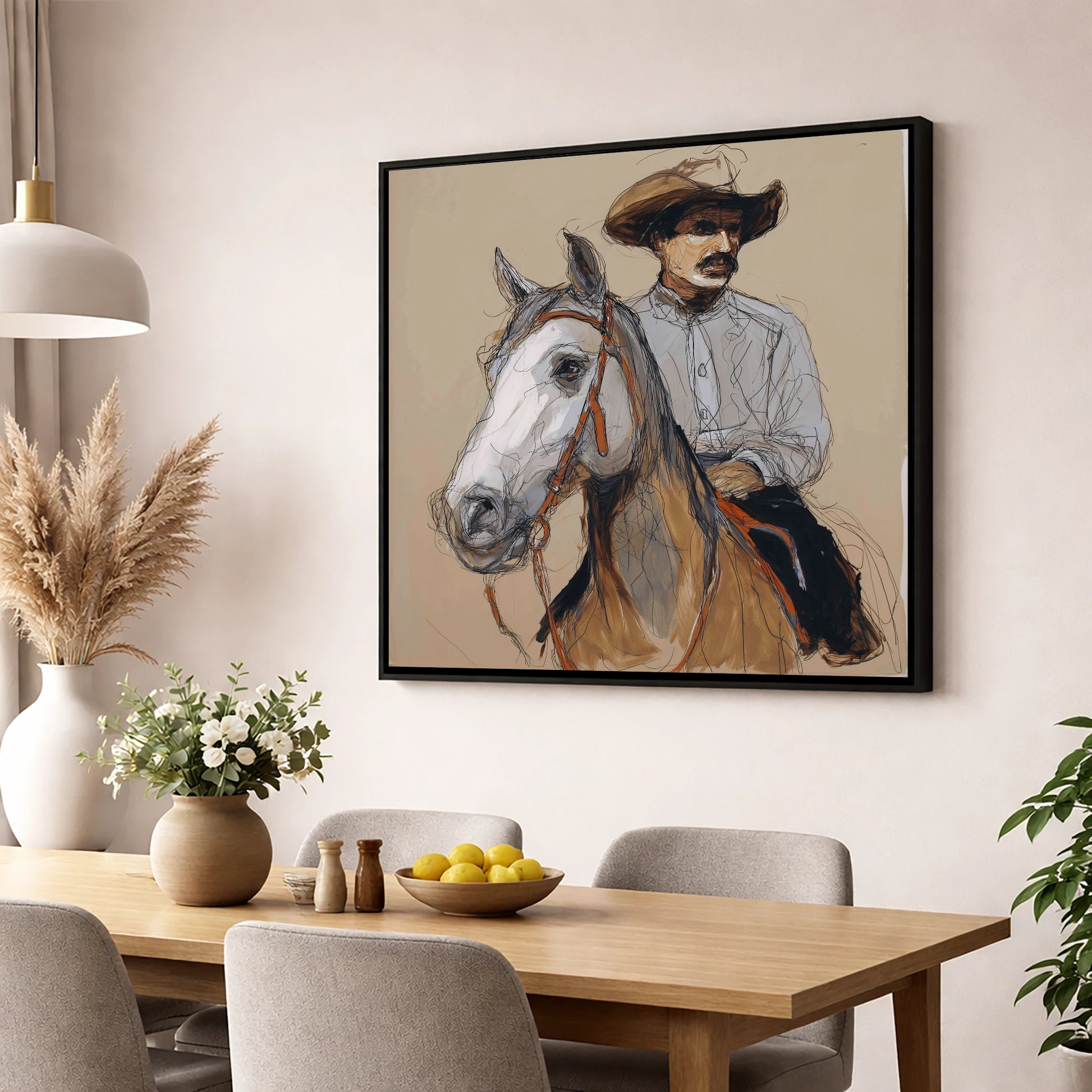 Soul of the West western horse wall art displayed in a dining room