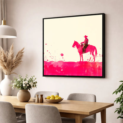 Vivid Western Silhouette western horse wall art displayed in a dining room